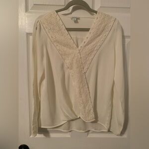 Sundance Catalog Top, Size XS, Ivory Crochet Boho